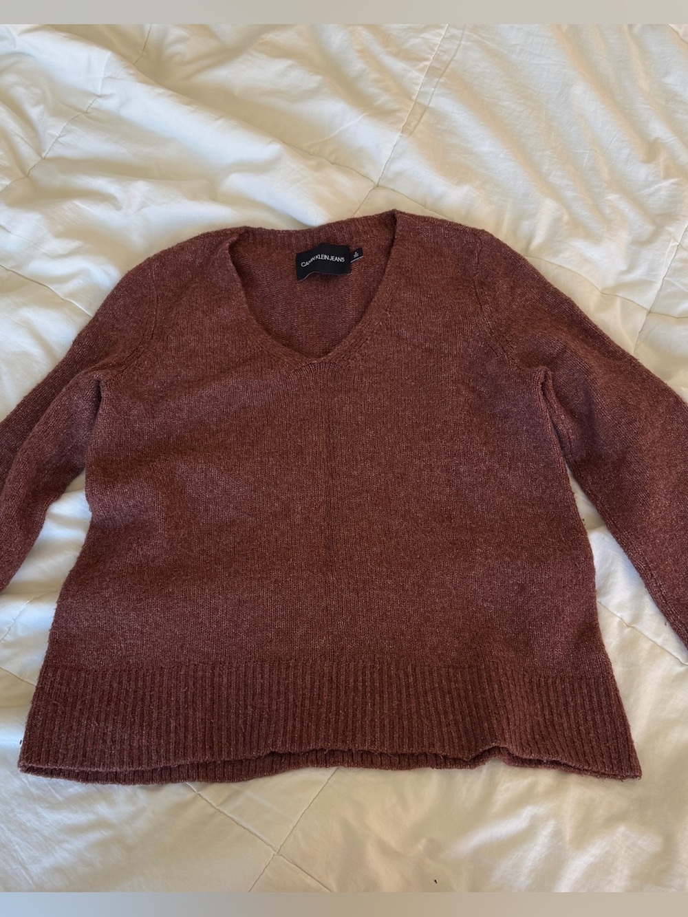 Calvin Klein Women’s Rust V-Neck Knit Sweater